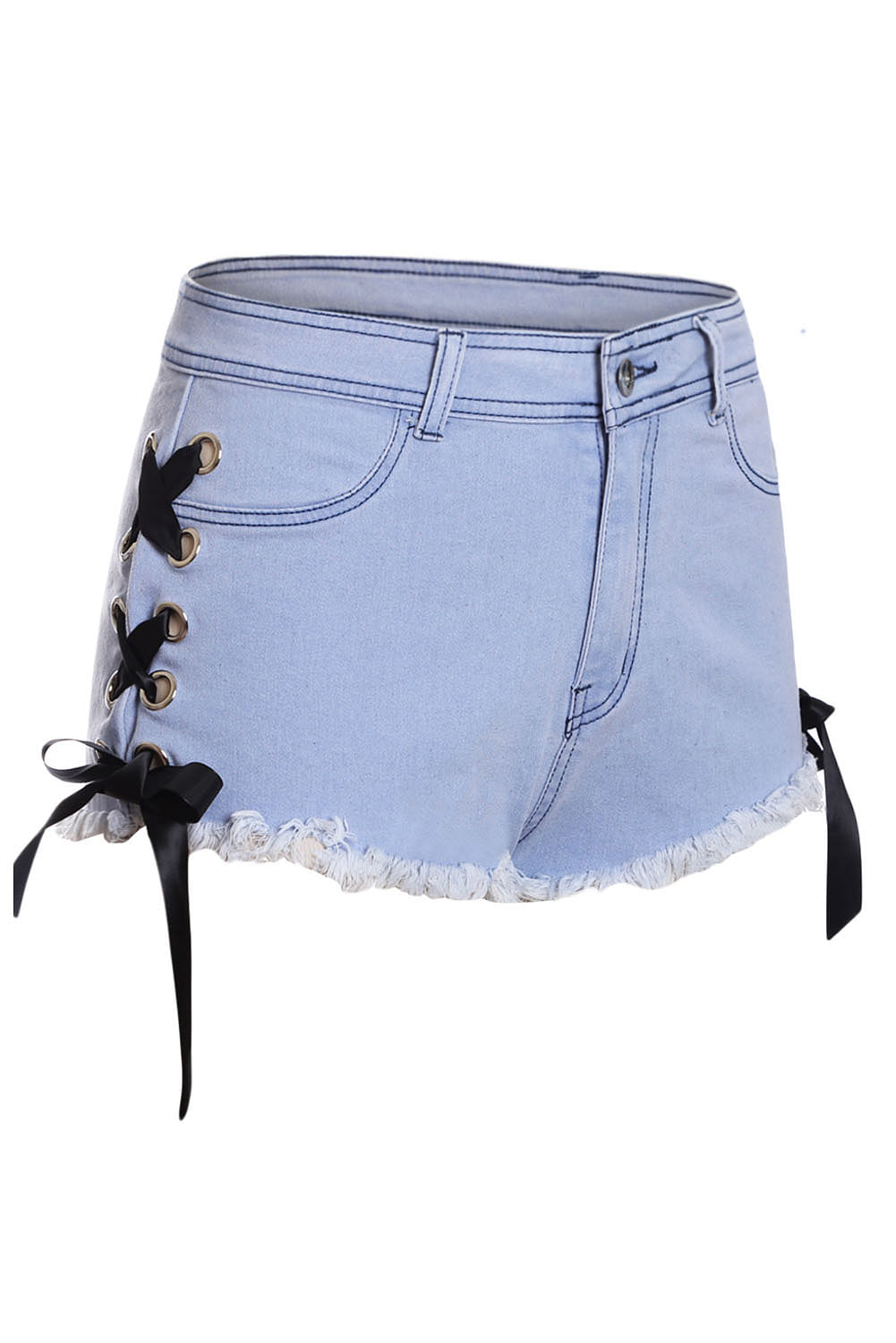 Shiny And New Lace Up Denim Shorts - Medium Blue Wash | Fashion Nova, Jean  Shorts | Fashion Nova